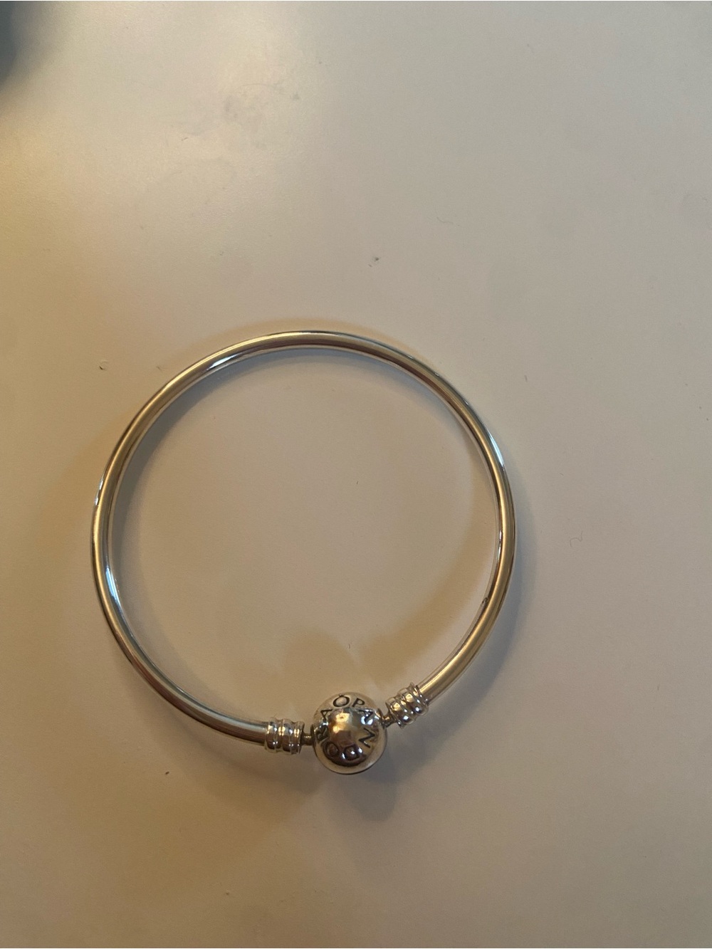 Pandora Silver Tone Smooth Bangle Bracelet